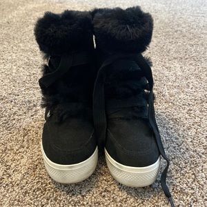 Steve Madden Fur Wedge Sneakers